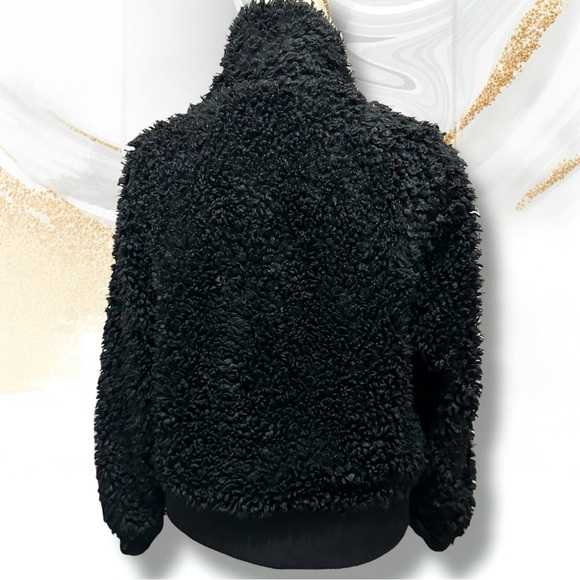 115 ZARA | EUC Women’s Black Sherpa Bomber Jacket - Size M | Faux Fur Full Zip - Picture 2 of 16